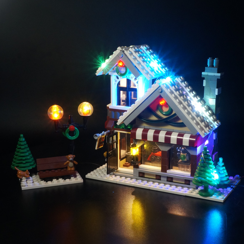 Lego Set Creator - 作成者の冬の村のLEDライトセット、おもちゃのショップ、レゴ10249と互換性があり、ビルディングブロック