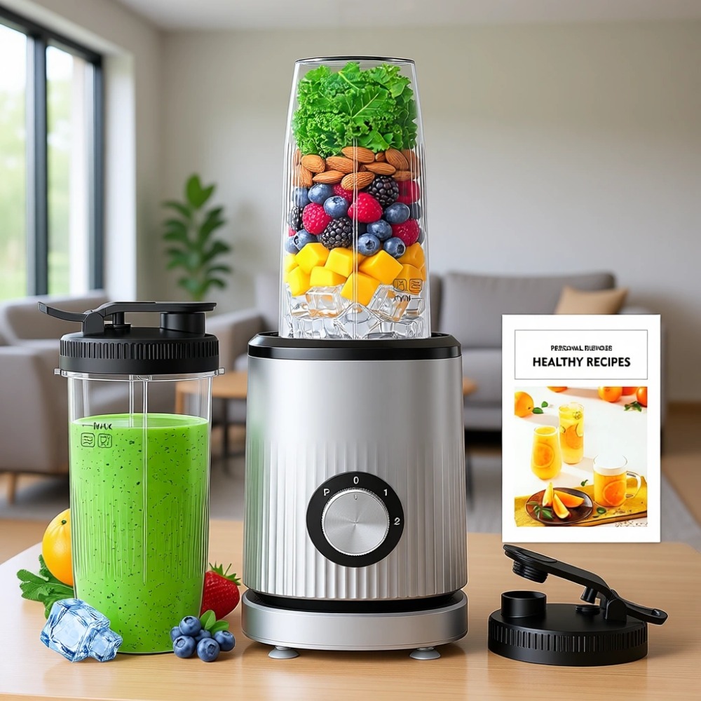 Baby Food Blender - ポータブルパーソナルスムージーブレンダー、2つの24オンスカップと追加の蓋付き、シェイク、ジュース、ベビーフード、栄養価の高いレシピに最適