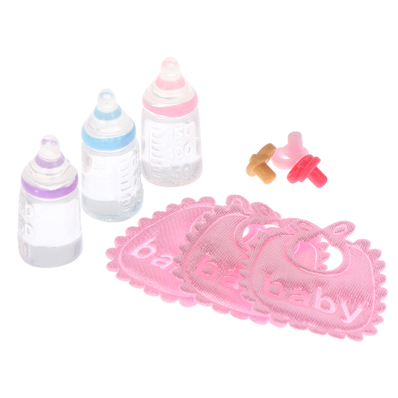 Baby Food Pacifier - ミニチュア哺乳瓶とおしゃぶりよだれかけセット,ドールハウス,ギフト,保育園アクセサリー,1:12, 3個