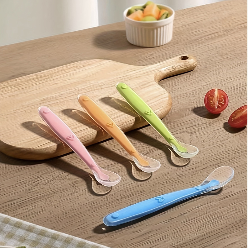 Baby Food Utensils - 1/2個入り ソフトチップベビーシリコンスプーン 安全なベビー用給餌スプーン、子供用幼児用トレーニング用セルフフィーディング食器