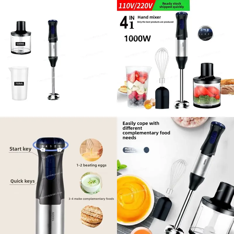 Baby Food Blender - 110V 1000W ハンドヘルドイマージョンブレンダー、調理、製菓、ベビーフード用多用途スティックミキサー - 軽量で簡単お手入れ