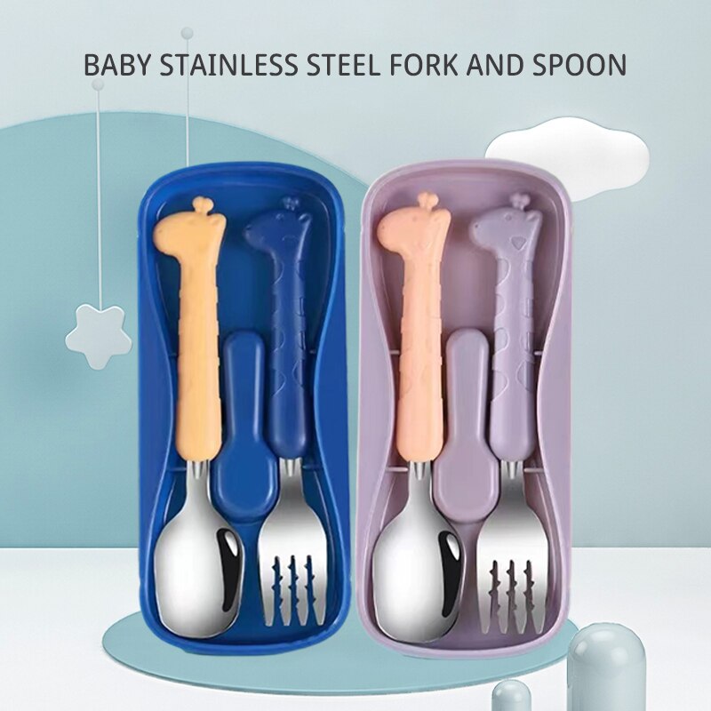2PCS子供用食器304食品グレードのステンレス鋼のナイフと - Baby Food Utensils のレビューと価格