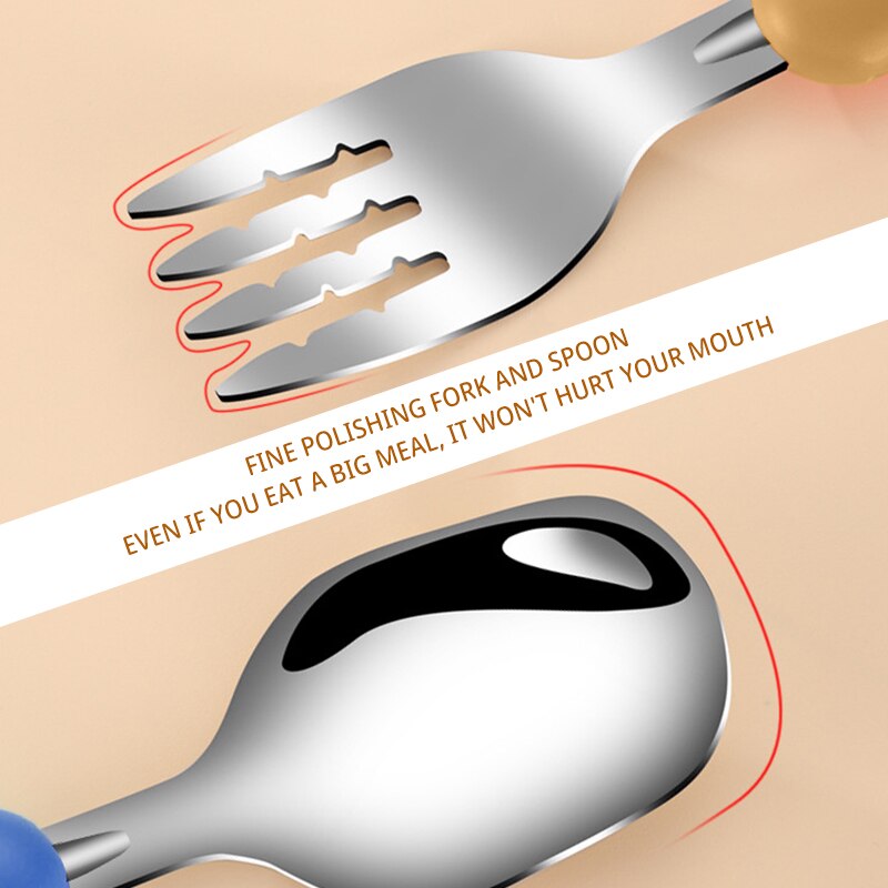 2PCS子供用食器304食品グレードのステンレス鋼のナイフと - Baby Food Utensils のレビューと価格