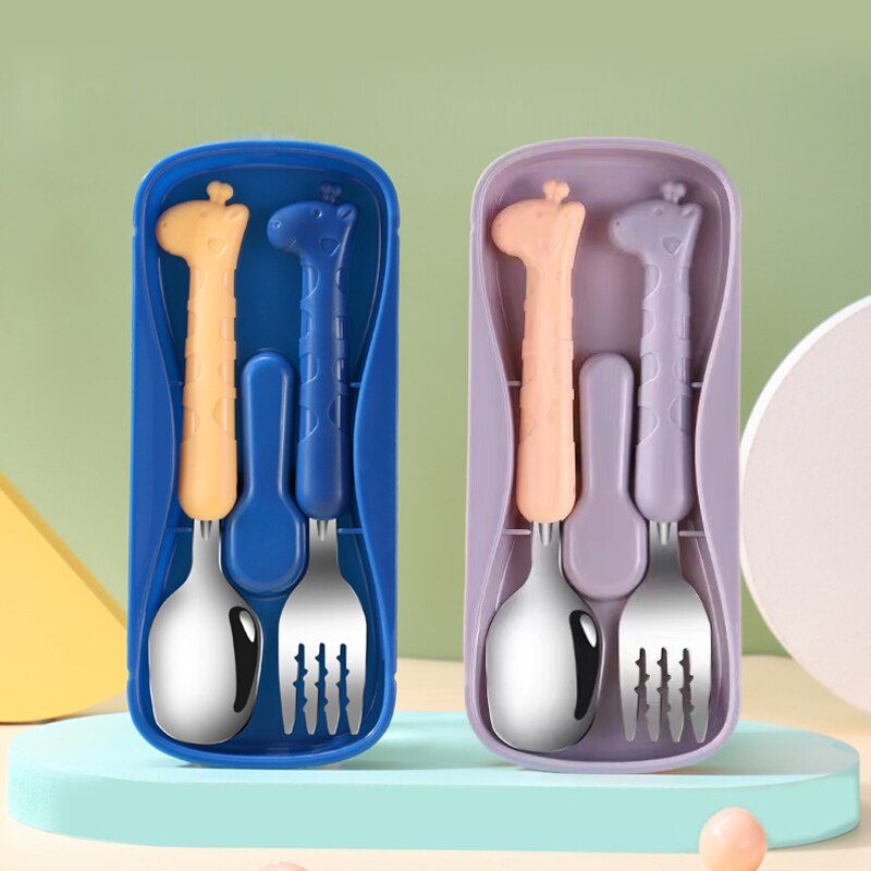 2PCS子供用食器304食品グレードのステンレス鋼のナイフと - Baby Food Utensils のレビューと価格