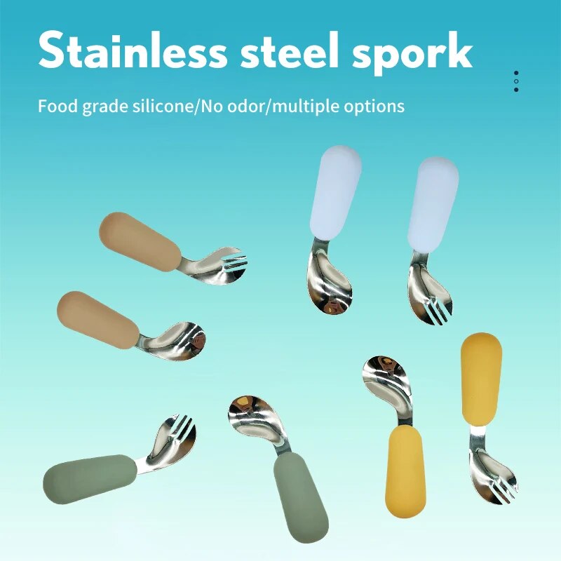 赤ちゃんのスプーンとフォークのセット,子供の道具,かわいいカ - Baby Food Utensils のレビューと価格