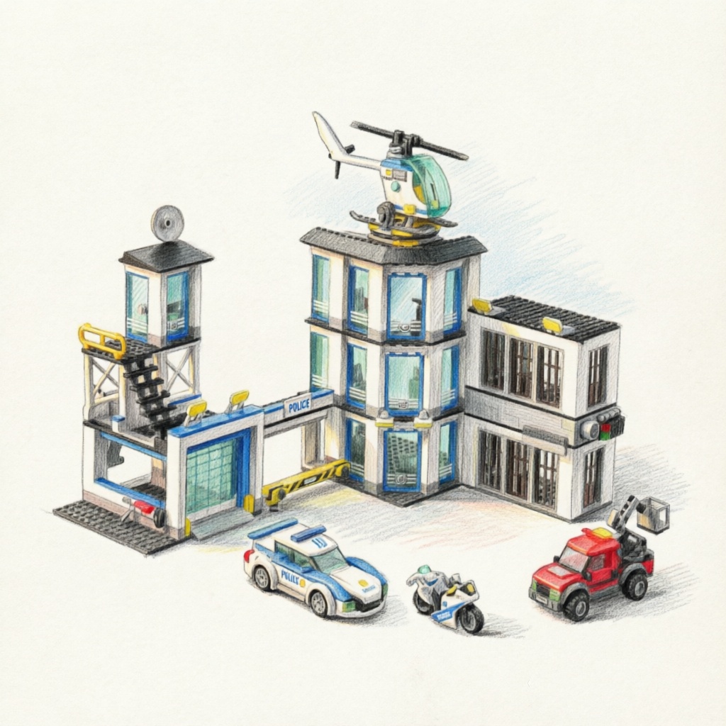特殊警察署軍事施設都市模型セット刑務所警察車警察船フィギュア - Lego Set Creator のレビューと価格