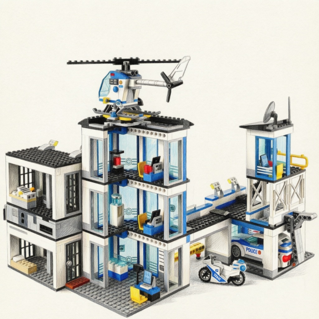 特殊警察署軍事施設都市模型セット刑務所警察車警察船フィギュア - Lego Set Creator のレビューと価格