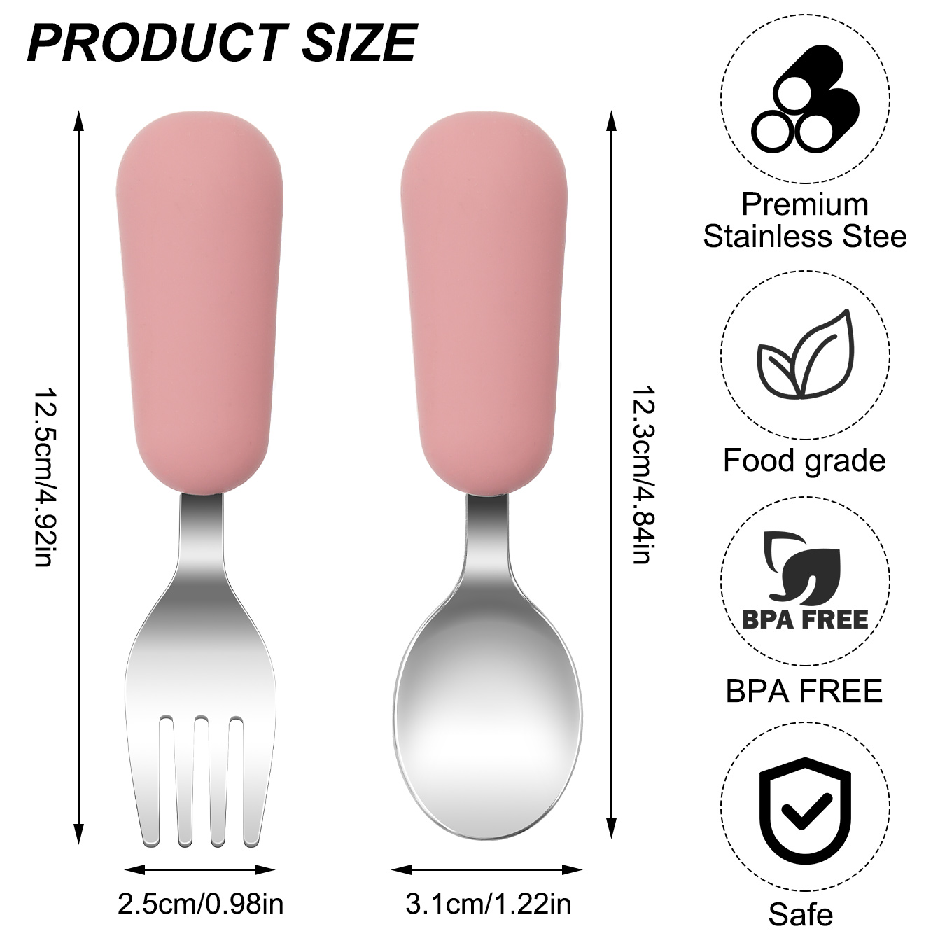 カラーキッズ 2ピース ステンレス製フォークスプーン ベビー - Baby Food Utensils のレビューと価格