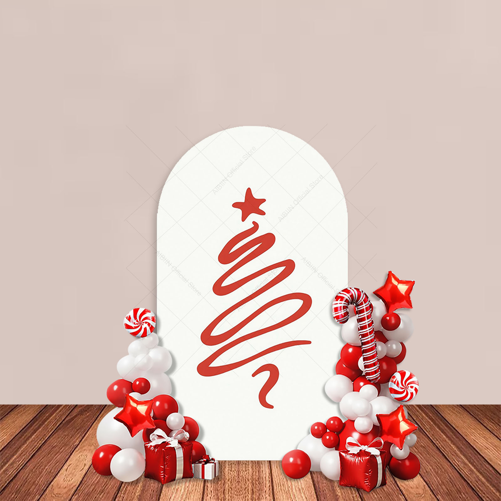 メリークリスマスの背景アーチカバー、チェリーボウ、フルーツパ - Baby Xmas Food のレビューと価格