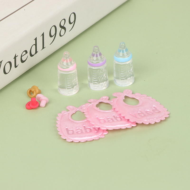 ミニチュア哺乳瓶とおしゃぶりよだれかけセット,ドールハウス, - Baby Food Pacifier のレビューと価格