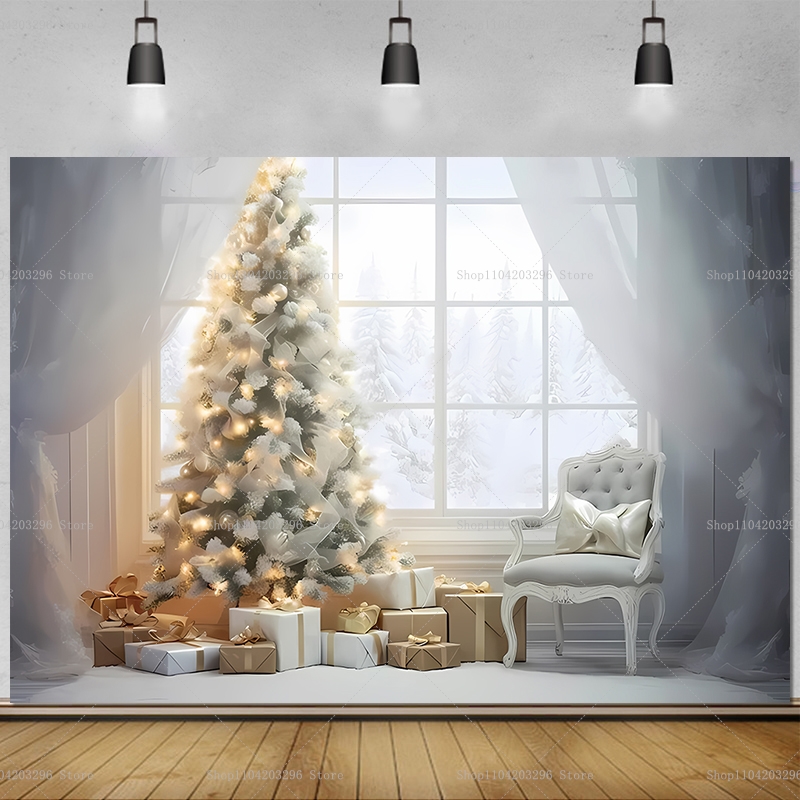 ホワイトメリークリスマス背景幕クリスマスツリーインテリア暖炉 - Baby Xmas Food のレビューと価格