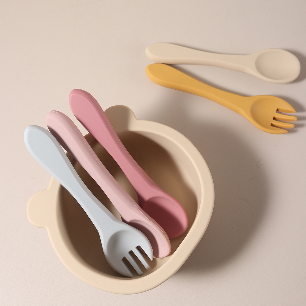 カスタムネーム入りシリコン製スプーンとフォーク1組、食品グレ - Baby Food Utensils のレビューと価格