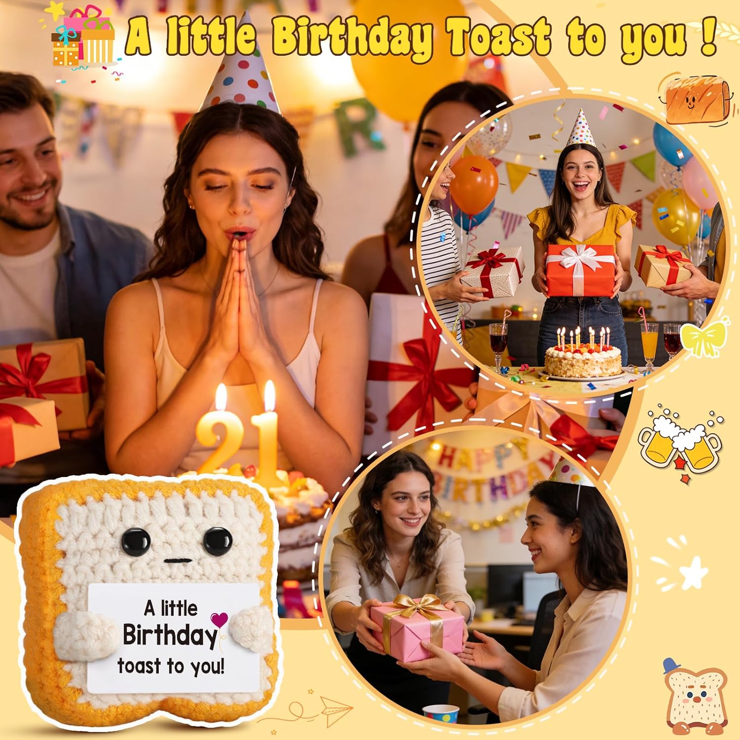 1 個の楽しい手作りかぎ針編み人形、フード、パン、トーストシ - Baby Xmas Food のレビューと価格